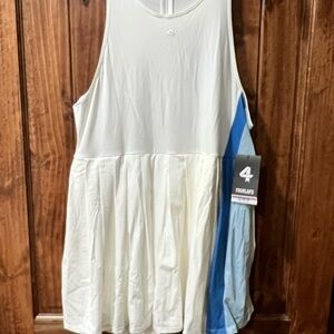 White and Blue‎ Sleeveless Halter Sundress for Athletic Occasions